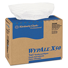 WypAll X50 Cloths, Pop-Up Box, White, 6 Boxes/carton (39300)