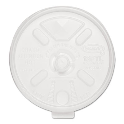 Dart Lift n' Lock Plastic Hot Cup Lids, With Straw Slot, Fits 10 oz to 14 oz Hot Cups, Translucent, 100/Sleeve, 10 Sleeves/Carton (12FTLS)