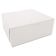 SCT White One-Piece Non-Window Bakery Boxes, 10 x 10 x 4, White, Paper, 100/Carton (0973)