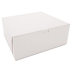 SCT White One-Piece Non-Window Bakery Boxes, 10 x 10 x 4, White, Paper, 100/Carton (0973)