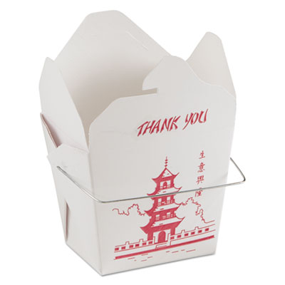 GW Microwavable Food Box, Paperboard, Red/white, 16oz, Pagoda Print, 450/ct (16FPP)