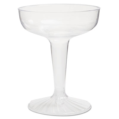 WNA Comet Plastic Champagne Glasses, 4 oz, Clear, Two-Piece Construction, 25/Pack, 20 Packs/Carton (SW4)