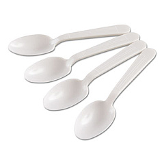 GEN Heavyweight Cutlery, Teaspoons, Polypropylene, White, 1000/Carton (GENHYWS)