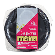 WNA Designerware Plastic Plates, 6" dia, Black, 10/Pack, 18 Packs/Carton (DWP6180BK)