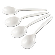 GEN Medium-Weight Cutlery, 6.25" Soup Spoon, White, Plastic, Wrapped, 1,000/Carton (GENMWSSIW)
