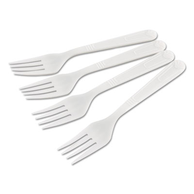 GEN WRAPPED CUTLERY, FORKS, HEAVYWEIGHT, POLYPROPYLENE, WHITE, 1,000/CARTON (GENHYWIWF)