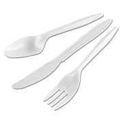 GEN Wrapped Cutlery Kit, Fork/Knife/Spoon, Mediumweight Plastic, 250/Carton (GENCOMBOKIT)