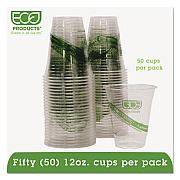 Eco-Products GreenStripe Renewable and Compostable Cold Cups Convenience Pack, 12 oz, Clear, 50/Pack (EPCC12GSPK)