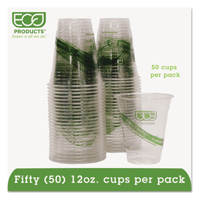 Eco-Products GreenStripe Renewable and Compostable Cold Cups Convenience Pack, 12 oz, Clear, 50/Pack (EPCC12GSPK)