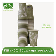 Eco-Products World Art Renewable and Compostable Hot Cups, 16 oz, Moss, 50/Pack, 10 Pack/Carton (EPBHC16WAPKC)