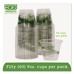 Eco-Products GreenStripe Renewable and Compostable Cold Cups Convenience Pack, 9 oz, Clear, 50/Pack (EPCC9SGSPK)