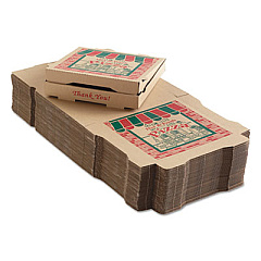 ARVCO Corrugated Pizza Boxes, Storefront, 12 x 12 x 1.75, Brown/Red/Green, 50/Carton (9124314)