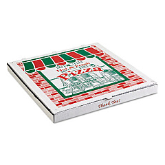 ARVCO Corrugated Storefront Pizza Boxes, 8 x 8, White/Red/Green, 50/Carton (9084393)