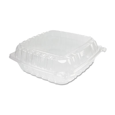 Dart ClearSeal Hinged-Lid Plastic Containers, 9.3 x 8.8 x 3, Clear, Plastic, 100/Bag, 2 Bags/Carton (C95PST1)