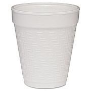 Dart Small Foam Drink Cup, 8 oz, White with Greek Key Design,  25/Bag, 40 Bags/Carton (8KY8)