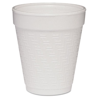 Dart Small Foam Drink Cup, 8 oz, White with Greek Key Design,  25/Bag, 40 Bags/Carton (8KY8)