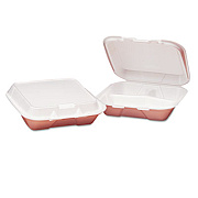 Genpak Foam Hinged Carryout Container, 3-Compartment, 8-4/9x7-5/8x2-3/8, White, 100/bag (SN223)