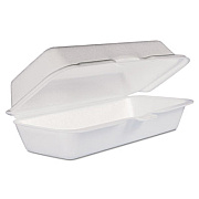 Dart Foam Hinged Lid Container, Hot Dog Container, 3.8 x 7.1 x 2.3, White, 125/Bag, 4 Bags/Carton (72HT1)
