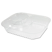 Dart ClearPac Large Nacho Tray, 2 Compartments, 3.3 oz, 6.2 x 6.2 x 1.6, Clear, Plastic, 500/Carton (C68NT2)