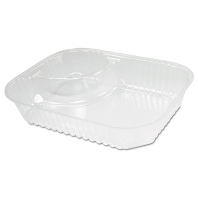 Dart ClearPac Large Nacho Tray, 2 Compartments, 3.3 oz, 6.2 x 6.2 x 1.6, Clear, Plastic, 500/Carton (C68NT2)