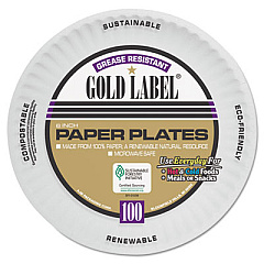 AJM Packaging Corporation Coated Paper Plates, 6" dia, White, 100/Pack, 12 Packs/Carton (CP6GOAWH)