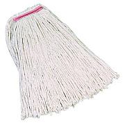 Rubbermaid Commercial Non-Launderable Premium Cut-End Cotton Mop, White, 20 oz, 1" Orange Headband (F11712)