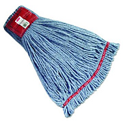 Rubbermaid Commercial Web Foot Wet Mop Heads, Shrinkless, Cotton/Synthetic, Large, Blue (A253BLU)