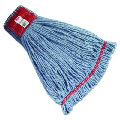 Rubbermaid Commercial Web Foot Wet Mop Heads, Shrinkless, Cotton/Synthetic, Large, Blue (A253BLU)