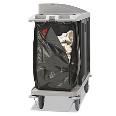 Zippered Vinyl Cleaning Cart Bag for Rubbermaid Commercial 6189, 6190, 6191, 6192, 9T19, 25 gal, 17" x 10.5" x 33", Brown (1966885)