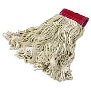 Rubbermaid Commercial Super Stitch Cotton Looped End Wet Mop Head, Large, 5" Red Headband (D153)