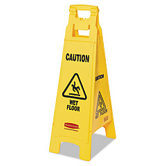 Rubbermaid Commercial "Caution Wet Floor" Sign, 4-Sided, 12 x 16 x 38, Yellow (611477YEL)