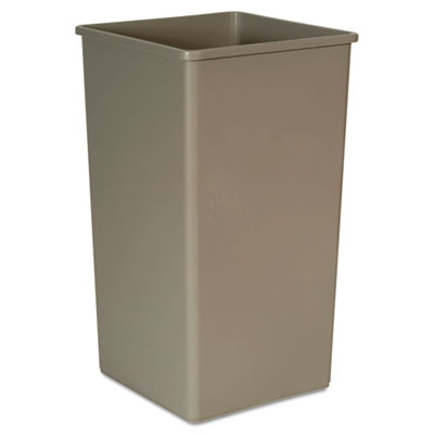 Rubbermaid Commercial Untouchable Square Waste Receptacle, Plastic, 50 gal, Beige (3959BEI)