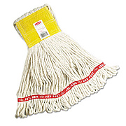 Rubbermaid Commercial Web Foot Wet Mops, Cotton/Synthetic, White, Small, 5-in. Yellow Headband (A151WHI)