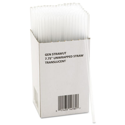 GEN Unwrapped Jumbo Straws, 7.75", Plastic, Translucent, 225/Pack, 50 Packs/Carton (GENSTRAWUT)
