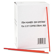 GEN Coffee Stirrer, 5.25", Plastic, Red/White, 1,000/Box, 10 Boxes/Carton (GENSIPSTIRST)