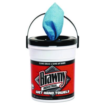 Brawny Professional Wet Hand Towels, 1-Ply, 8.6 x 12.2, Fresh Scent, Blue, 84/Pail, 6/Carton (21501)