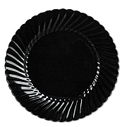 WNA Classicware Plates, Plastic, 10.25" dia, Black, 144/Carton (CW10144BK)