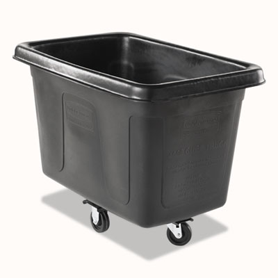 Rubbermaid Commercial Cube Truck, 59 gal, 300 lb Capacity, Plastic, Black (4608BLA)