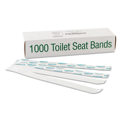 Bagcraft Sani/Shield Printed Toilet Seat Band, 16 x 1.5, Blue/White, 1,000/Carton (300591)
