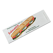Bagcraft Sub Sandwich Bags, Submarine: Torpedo Sandwich Icon Labeling, 4.5" x 2" x 14", White/Red/Green, 1,000/Carton (300435)