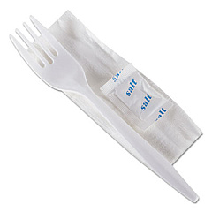 GEN Wrapped Cutlery Kit, 6,25", Fork/Napkin/Salt, Polypropylene, White, 500/Carton (GEN3KITMW)