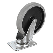 Rubbermaid Commercial Replacement Bayonet-Stem Swivel Casters, Swivel Mount Plate, 5" Soft Rubber Wheel, Black (FG4501L20000)