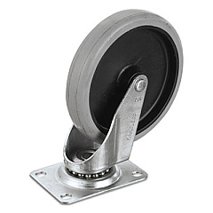 Rubbermaid Commercial Replacement Bayonet-Stem Swivel Casters, Swivel Mount Plate, 5" Soft Rubber Wheel, Black (FG4501L20000)