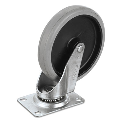 Rubbermaid Commercial Replacement Bayonet-Stem Swivel Casters, Swivel Mount Plate, 5" Soft Rubber Wheel, Black (FG4501L20000)