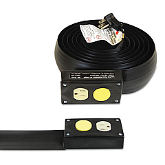 C-Line Lay-Flat Power Extension And Cord Cover, 13 Amps, 125 V, 10ft, Black (79101)
