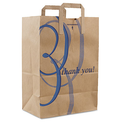 Duro Bag STOCK THANK YOU HANDLE BAGS, 12" X 17", BROWN, 300/CARTON (41265)