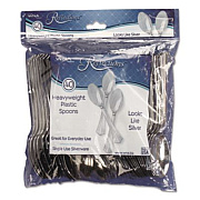 WNA Reflections Heavyweight Plastic Utensils, Spoon, Silver, 40/Pack (REF320SPPK)