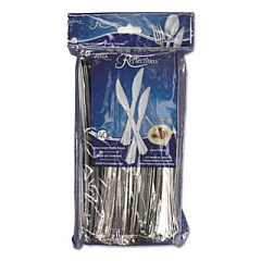 WNA Reflections Heavyweight Plastic Utensils, Knife, Silver, 40/Pack (REF320KNPK)