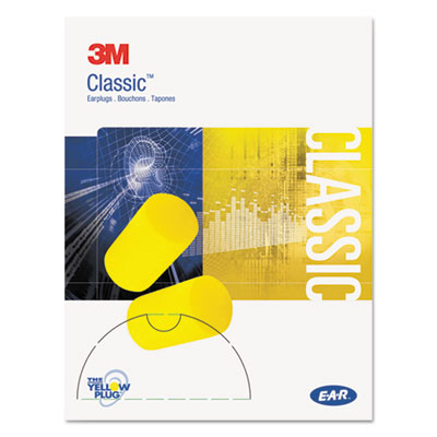 3M E-A-R Classic Small Earplugs in Pillow Paks, Cordless, PVC Foam, Yellow, 200 Pairs/Box (3101103)