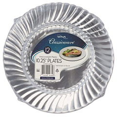 WNA Classicware Plastic Dinnerware Plates, 10.25" dia, Clear, 12/Pack (RSCW101212PK)